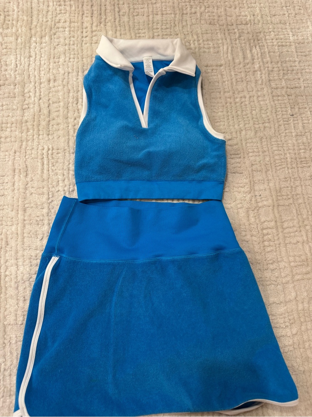 OFFLINE by Aerie Blue Terry Cloth Tennis Skirt & Polo Crop Top Set XS/S
